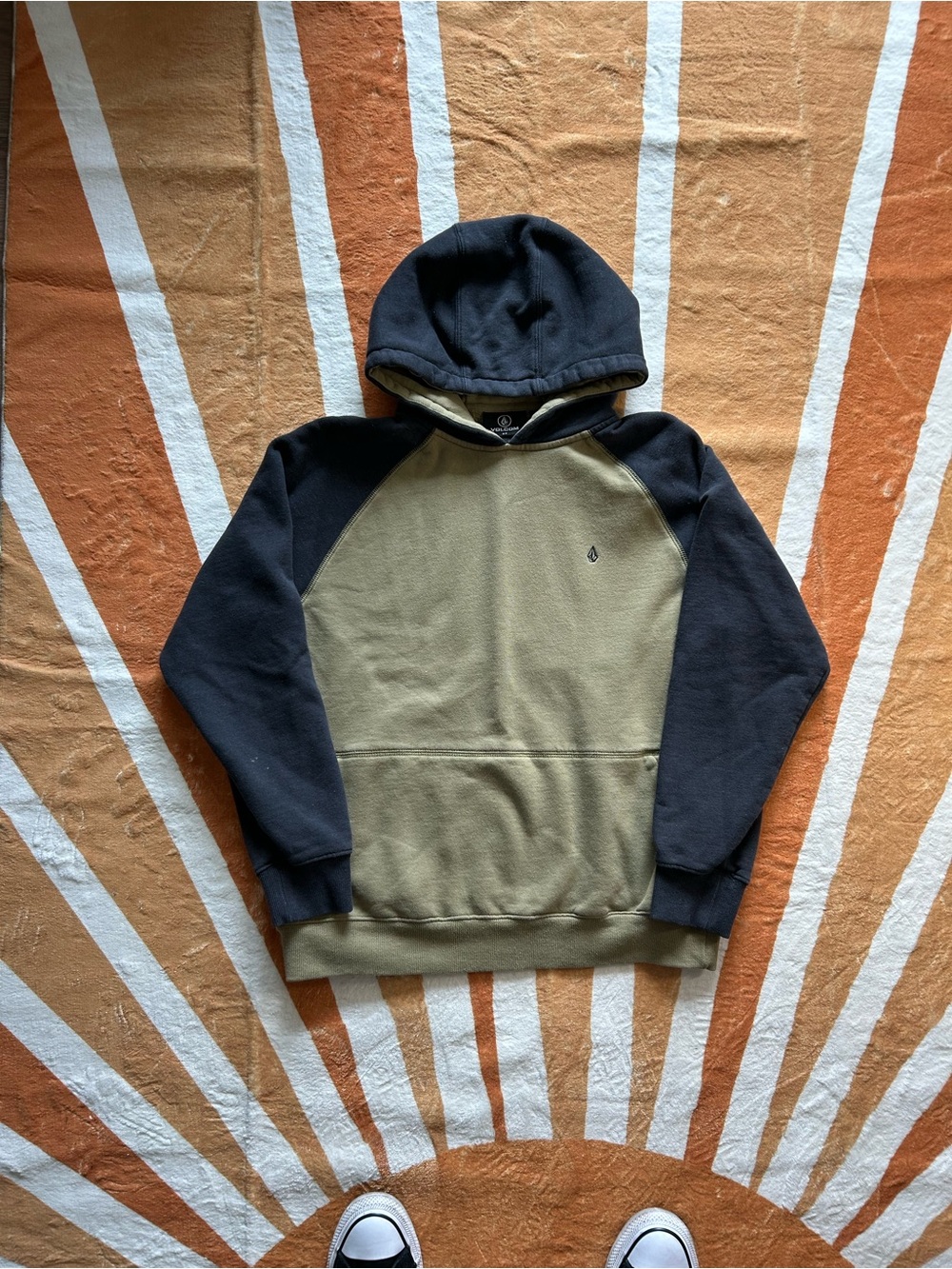 Volcom Olive & Black Raglan Pullover Hoodie